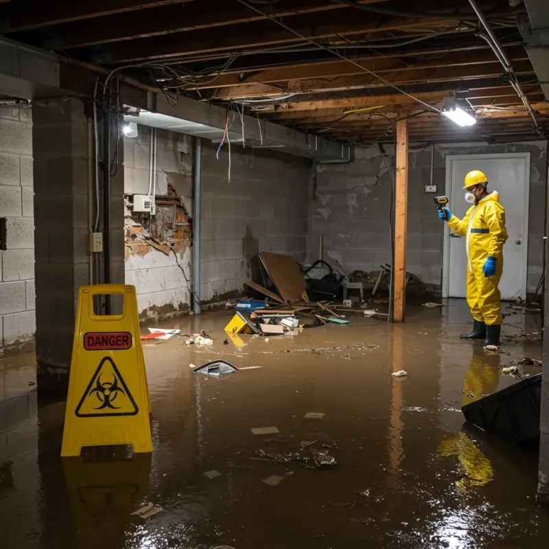 Flooded Basement Electrical Hazard in Valmeyer, IL Property